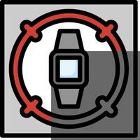 A watch in a square with a red circle around it vector
