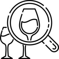 Wine glasses and magnifying glass icon vector