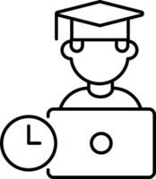 A student with a laptop and a clock vector