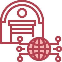 A red globe and a building with a door vector
