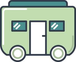 A green camper van with a roof on it vector