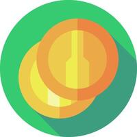 A flat icon of two coins on a green background vector