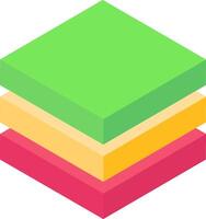 A stack of colorful paper with a green, yellow and red square vector
