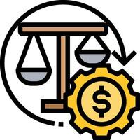 A dollar sign and scales with a gear vector