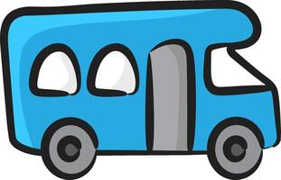 A blue bus with four windows on a white background vector