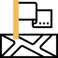 A map with a sign on it and a flag vector