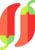 A red and green pepper with a green leaf on it vector