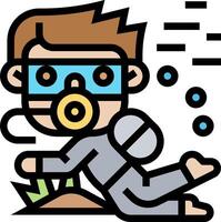 A cartoon man diving with a mask and goggles vector