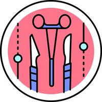 A round icon with scissors and a pair of scissors vector