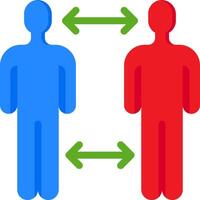 Two people are standing next to each other with arrows pointing to the left and right vector