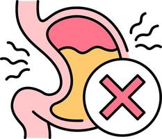 An illustration of a stomach with a no sign vector