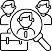 A magnifying glass is shown with people and a briefcase vector