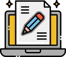 Pencil icon on laptop vector