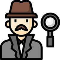 A man with a mustache and hat is holding a magnifying glass vector