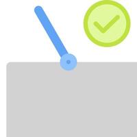 A check mark and a blue pen on a white background vector