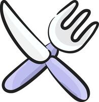 A cartoon knife and fork with a white background vector