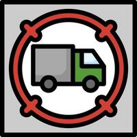 A green truck is in a circle with red and black lines vector