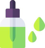 A bottle of liquid with green liquid and drops vector