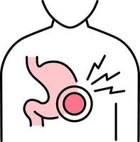 A man with a stomach and a red light vector