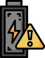 Battery icon with warning sign and battery icon vector