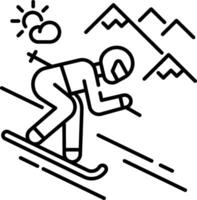 A skier is going down a mountain line icon vector