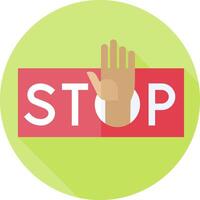 A stop sign with a hand reaching out to stop vector