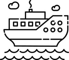 A line drawing of a ship on the water vector