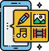 A phone with a camera and other items vector