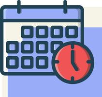 A calendar and clock icon on a blue background vector