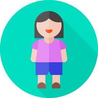 A flat icon of a girl in purple shirt vector