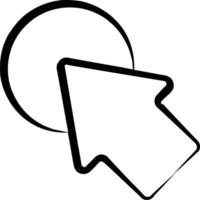 A black and white arrow pointing to a circle vector