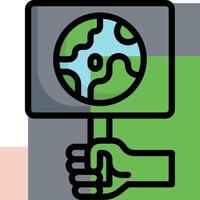 A hand holding a sign with a globe on it vector
