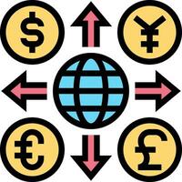 Currency symbols and the globe vector