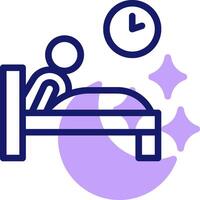 A person is sleeping in bed with a clock on the wall vector