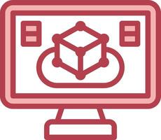 A computer monitor with a cube on it vector