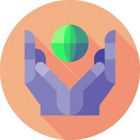 Hands holding a green globe icon vector