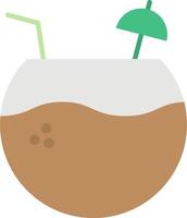 A coconut drink with a straw and umbrella vector
