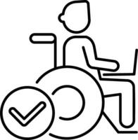 A person in a wheelchair with a laptop and check mark vector