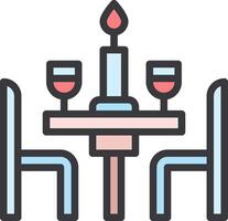 A table with two chairs and a candle vector