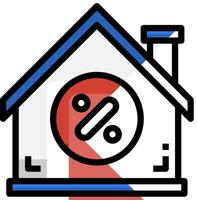 A house with a red and blue circle on it vector