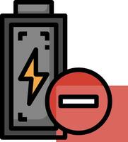 An icon of a battery with a red circle around it vector