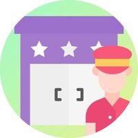 A man in a red hat stands next to a door with a star on it vector