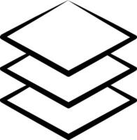 A black and white logo of a stack of three stacked boxes vector