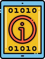 An icon of a tablet with a binary code vector