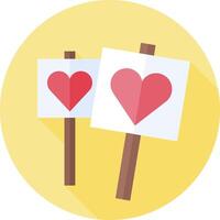 Two signs with hearts on them in a flat design vector