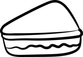 A black and white drawing of a piece of cake vector
