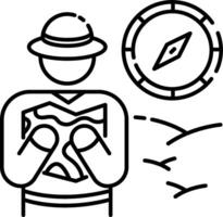 A man with a compass and a map in front of him vector