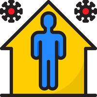 A man standing in front of a house with two red and blue circles vector