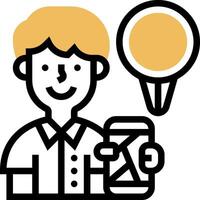 A man holding a phone and a map marker vector