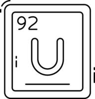 The periodic table of elements with the symbol for uranium vector